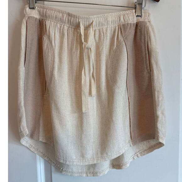 Umgee Linen Blend French Terry Elastic Waistband & Drawstring Skirt - Picture 2 of 6
